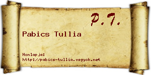 Pabics Tullia névjegykártya